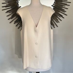 Anthropologie Cream Sleeveless V-Neck Blouse